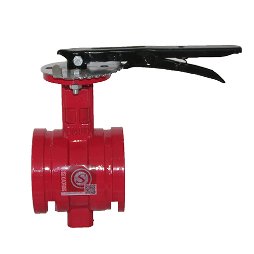 Grooved handle butterfly valve